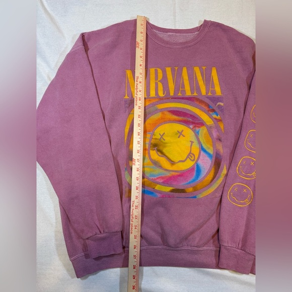 Urban Outfitters Oversized Nirvana Graphic Faded Pink Crewneck Sweatshirt - Picture 5 of 8